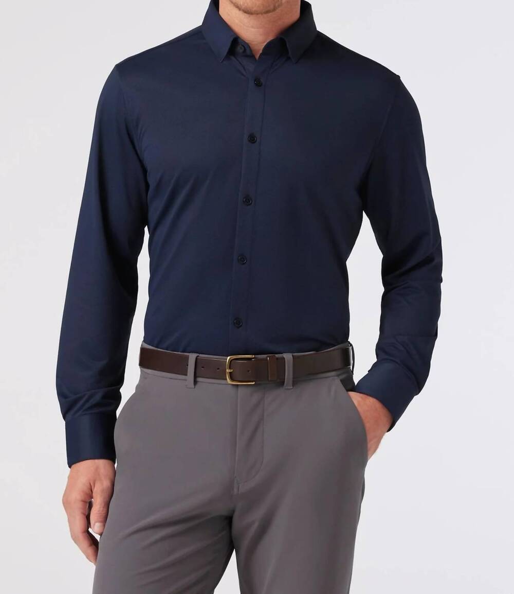 NEW MIZZEN + MAIN halyard dress shirt - trim in navy